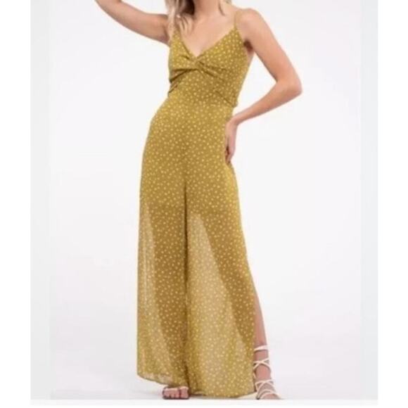 J.O.A. Kiwi Jumpsuit M Sheer Semi Lined Floral Summer Coastal Vacation Resort - Picture 10 of 11